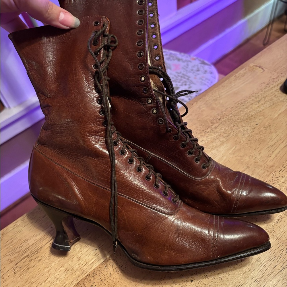Vintage Brown Lace-Up Women's Boots Sweet Sally Lunn